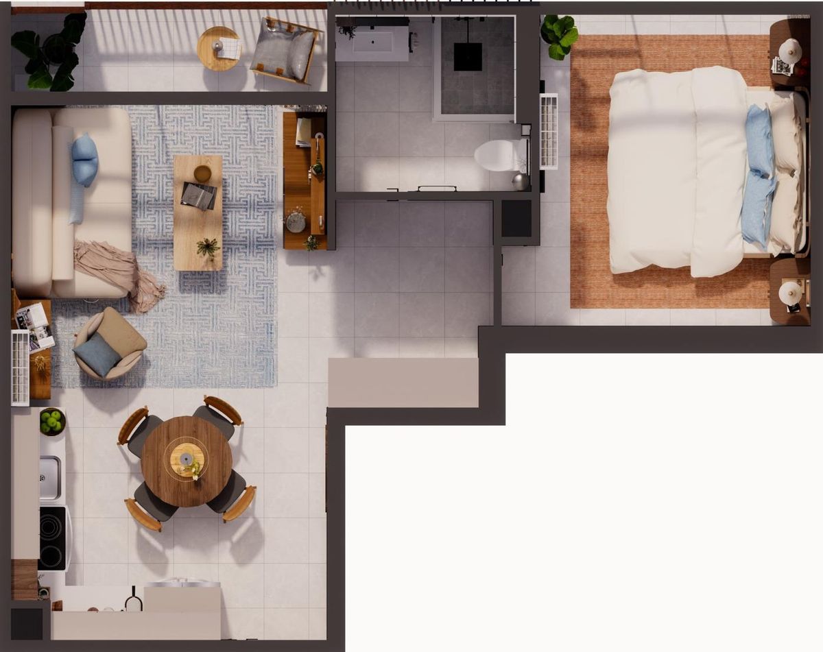 The Palm Haus — One Bedroom interior