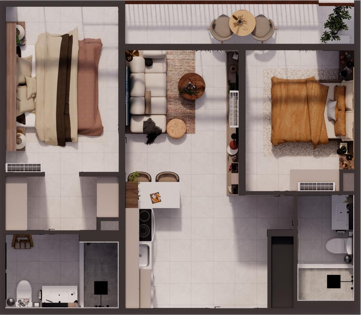 The Palm Haus — Two Bedroom interior